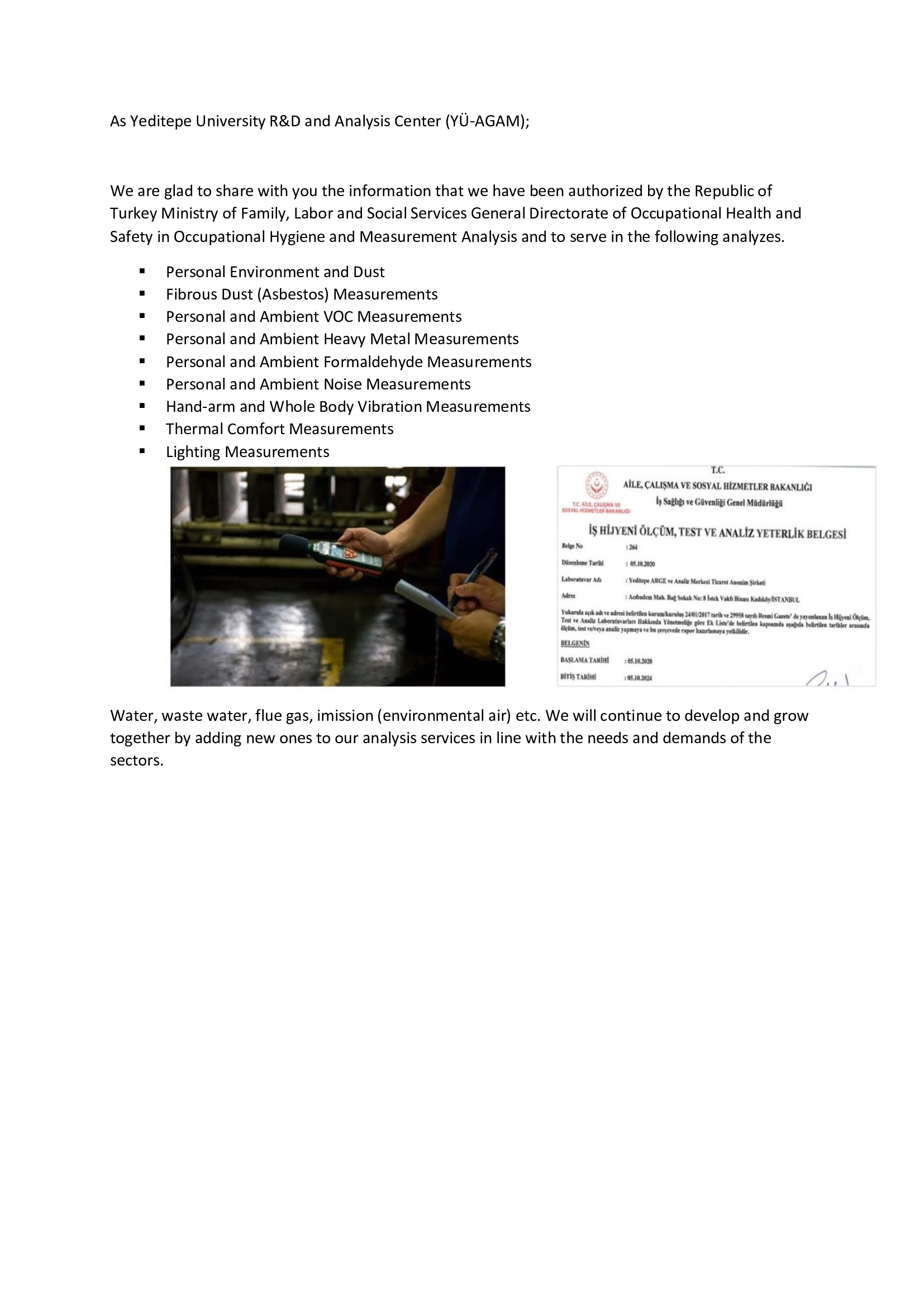 Occupational Hygiene (ISG) Measurement and Analysis Laboratory